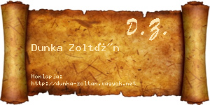 Dunka Zoltán névjegykártya